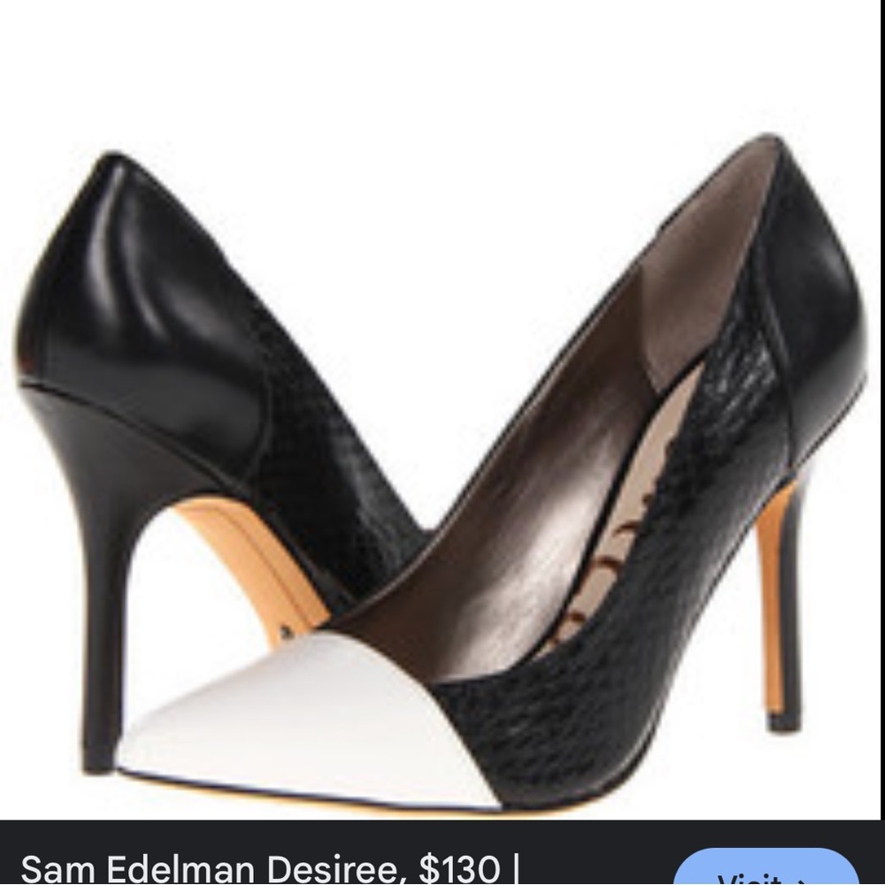 Sam Edelman Women's Desiree Pump Snow White/Black size 7.5